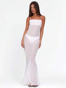 Women's Thin Revealing Back Long Dress - Sexy Strap Dress Summer Seaside Vacation