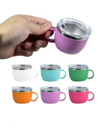 1-2 件带手柄的小型户外便携式咖啡杯，隔热防烫迷你水杯，不锈钢旅行杯带防漏盖咖啡杯 - 保温，适用于冷热饮品，非常适合家庭、厨房和户外