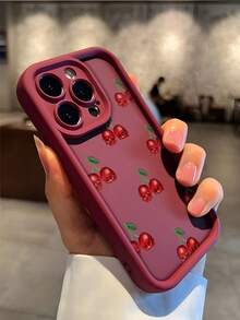 1pc Abstract Cherry Skull Graphic Flexible TPU Soft Protective Phone Case, Compatible With Iphone And Phones - Multicolor - View 4