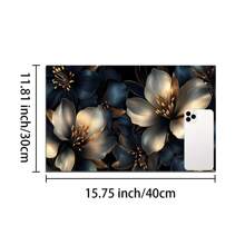 1 pieza Felpudo de secado de platos con estampado floral, alfombrilla absorbente, almohadilla de drenaje para cafetera, utensilios - Protector de superficie de mesa de poliéster, decoración de encimera de cocina, individual para barra y mesa de comedor en el hogar