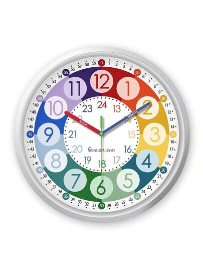 Ful Children's Learning Number Clock, 12 Inch Round Silent Quartz AA Battery Powered Bedroom, Kids Room, Living Classroom (Batteries Not Included) Home