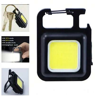 1 件/2 件/4 件可充电手电筒钥匙扣灯，便携式户外工作灯，带折叠支架、开瓶器和底座的照明钥匙扣，适用于露营、狩猎、散步、家用电器，USB 供电，适合露营和散步