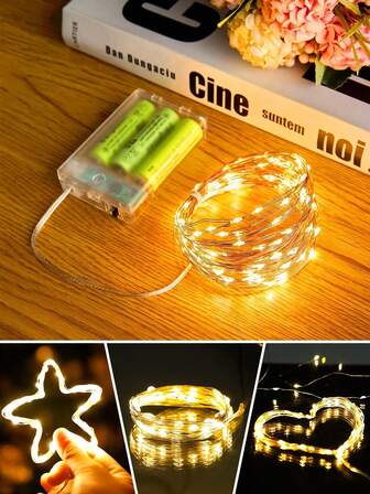 1 套 LED 仙女灯串电池供电，1 米/3 米/5 米/10 米/20 米银铜线灯，电池盒灯串，适用于卧室装饰、室内装饰、生日婚礼装饰、节日派对装饰、圣诞树装饰（暖色、白色、彩色）