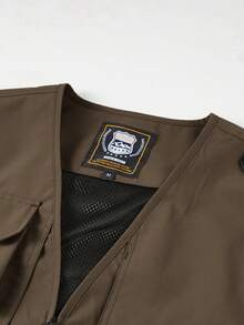 سترة صيفية رجالية عالية الجودة موديل 2025، بتصميم جيوب متعددة بألوان سادة، مناسبة للصيد والأنشطة الخارجية والتنزه، ذات جيوب كبيرة الحجم - قهوة بني - مشاهدة 7