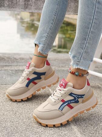 Women's Thick Sole Sneakers, New 2025 Spring/Autumn Breathable Summer Versatile Lightweight Casual Chunky Sneakers, Chunky Platform Sports Shoes For Outdoor