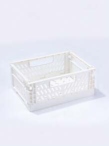 1pc Pastel Foldable Mini Storage Crate – Portable Plastic Basket, Cute Colors, Space-Saving Organizer For Bedroom, Office, Bathroom, Desk Drawer