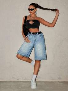 女士时尚休闲宽松牛仔七分裤和短裤