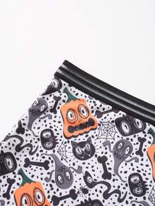 Dircho 9pcs Women Gothic Halloween Skulls Print Contrast Binding Boyshorts, Comfy & Sofy Elastice Waist Intimates Panties, Women's Lingeries & Underwear - Multicolor - View 3