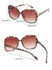 1pc Plastic Frame Oval Leopard Pattern Sunglasses For Women, Gradient Hollow Design, Suitable For Summer Beach Travel Outfit For Summer Beach Vacation,Outdoor,Travel