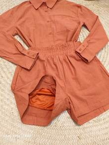 2pcs Shirt And Shorts Set - đất nung - Xem 4