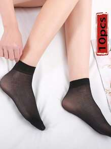 20 paires de chaussettes mi-mollet de couleur unie, des bas courts minimalistes et pratiques pour femmes en noir, chair, cristal, fins. Bas d'été fins pour femmes et hommes