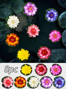 6 Pezzi Fiori Galleggianti A Loto E Ninfea A Led Impermeabili Per Decorazione Piscina, Lampada Notturna A Colori Cambiante, Può Essere Usato Per La Decorazione Di Desideri, Fiumi O Piscine