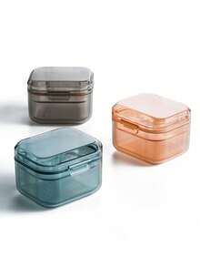 1 件便携式分层排水固定器牙科器具存储盒，正畸矫正器盒支架