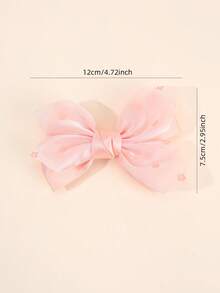 2pcs Pink Mesh Hair Bows For Girls Flower Pattern Ribbon Bow Hair Clips Sweet Princess Alligator Clips Hairpins Daily Barrettes Kids Baby Hair Accessories - Pink - View 7