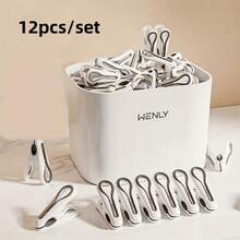 12 Stücke nahtlose Kunststoffklammern, kleiner Haushalts-Trockenständer, windgeschützte Aufbewahrung, Wäscheklammern, zum Trocknen von Socken, Decken, Kleidung