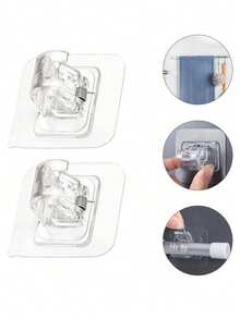 8 件自粘式免钻窗帘杆支架 - 可调节免钉窗帘挂钩，适用于浴室、厨房、家居、酒店 - 彩色 - 查看 12