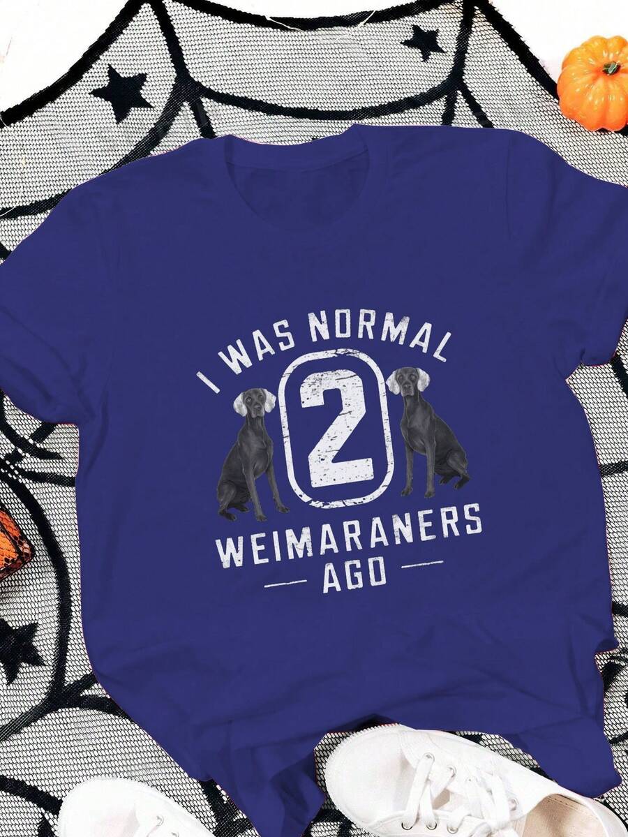 Distressed I WAS NORMAL Design Pure Cotton Women's T-Shirt Comfort Fit - 藍色 - 查看 1