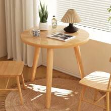 Semplice tavolino da comodino in legno rotondo con cornice in legno massiccio, mobile da piccoli spazi come tavolo da caffè laterale, per reception, ufficio, soggiorno, camera da letto