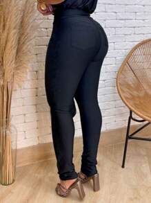 Calça Feminina Lipo Com Cinta Modeladora Alta Compressão Disfarça Barriga Com Ziper na Frente Plus Size