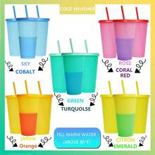 Set Of 10 Reusable Magic Cups 710ml With Lid And Straw, Color Changing Cups For Cold Drinks, Perfect For Events And Parties - Multicolor - View 6