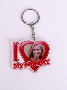 Custom Acrylic Keychain - "I Love You" Pink Heart Pendant, Personalized Acrylic Photo Keychain, Backpack Charm, Gift For Couples/Family/Friends - 5cm D Letter Keychain - View 10