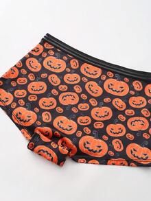 Dircho 9pcs Women Gothic Halloween Skulls Print Contrast Binding Boyshorts, Comfy & Sofy Elastice Waist Intimates Panties, Women's Lingeries & Underwear - Multicolor - View 9