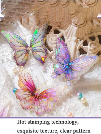 20片装奢华水晶激光金色蝴蝶贴纸，夺目的多色渐变翅膀，散发彩虹般的光芒 - 晶莹剔透的装饰，适合居家、婚礼、派对！各种DIY房间装饰 家居装饰 墙面装饰 卧室装饰 浴室装饰 房间装饰 家居装饰 客厅壁纸 墙贴 墙纸 厨房装饰 个性化贴纸