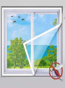 1 pieza de mosquitera autoadhesiva y reutilizable para ventanas, pantalla anti-mosquitos para ventanas, blanca, de tul, fácil de instalar, malla lavable de verano