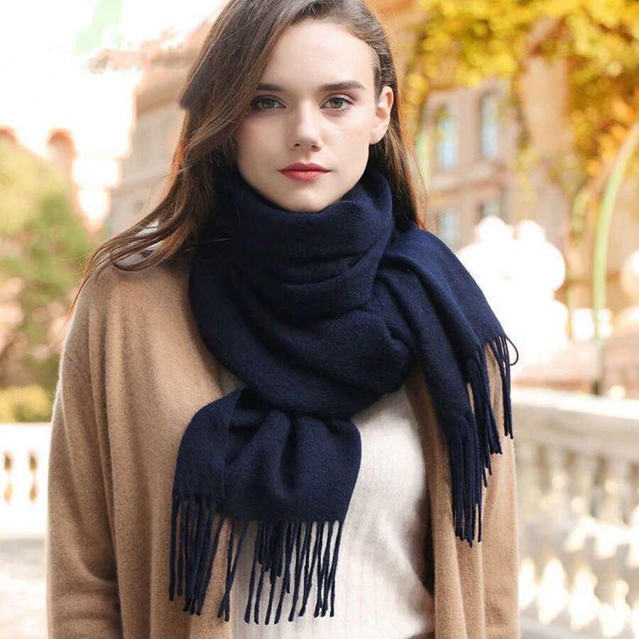 Women's Pashmina Scarf/Shawl/Long Winter Scarf - 藏蓝色 - 查看 1