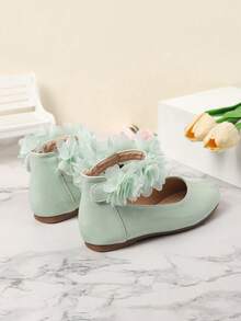 1 Pair Beautiful & Fashionable Floral Girl Shoes For Autumn/Winter - Green - View 4