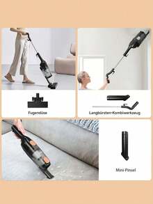sejoy Stick Aspiradora, Aspiradora con cable ligera 3 en 1 con mano y potente aspiradora para dormitorios pequeños, portátil con filtros HEPA, para sofá, cortinas, suelo duro, pelo de mascotas - EU F-Typ Stecker (220-240V) - Übersicht 5