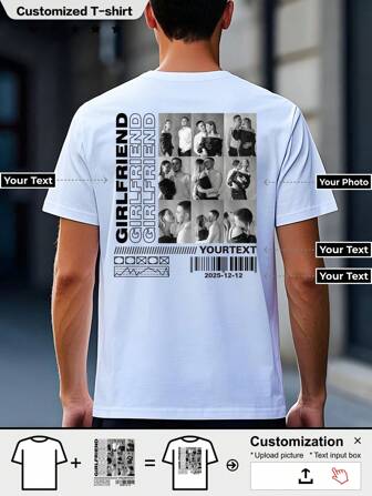 T-shirt personnalisé sur mesure, T-shirt de sport pour hommes, respirant, cadeau de Noël - Ajoutez des photos (petite amie, épouse) pour concevoir votre propre t-shirt imprimé personnalisé, élégant, mode, hipster, décontracté, chic minimaliste, personnalisé, personnalisé, unique, costumes pour hommes, capsule dressing, style de base/rue pour hommes, cadeaux idéaux pour lui, petit ami, famille, amis, pour les anniversaires, pour les vacances/jours fériés, pour l'école/la compétition, pour les sports/l'escalade