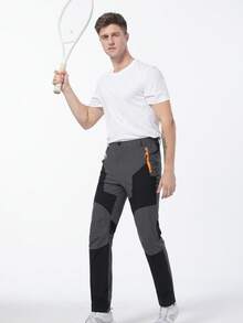 Pantalones deportivos ligeros y de secado rápido para hombres con tela elástica, transpirables y resistentes al agua para actividades al aire libre como senderismo y correr - Gris Oscuro - Ver 7