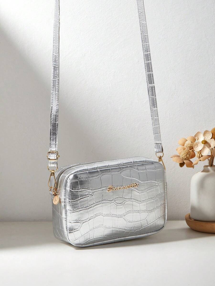 Bolso cruzado pequeño, bolsa bandolera, bolsa de teléfono, con estampado de piel de cocodrilo, de moda y nuevo