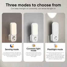 Human Inductive Plug-In Night Light With Flashlight Night Light 3000K Warm White Bedroom,Hallways,Stairs Eye-Friendly Night Lighting - White - View 5