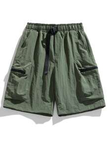 Cargo Shorts With Multiple Pockets, Loose Fit With Belt Loops, Casual Sporty Bermuda Shorts Suitable For Hiking And Outdoor Activities