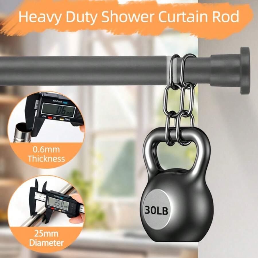 1 Stück einstellbare Metall-Teleskopstange (Grau) - Keine Bohrung Federspannung Gardinenstange 31"-98", Schwerlast Dusch- & Fenstervorhangstange für Badezimmer, Wohnmobil, Kleiderschrank, Wohnzimmer, Schlafzimmer - Einfache Installation Heim-Badezimmer-Dekoration Herbst-Dekoration Badezimmer-Accessoires Schulanfang