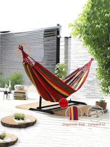 1pc Outdoor Canvas Hammock, Widened For Single/Double Use, Leisure Camping Equipment