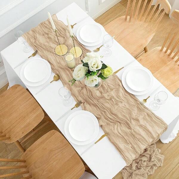 1pc Cheese Print Tablecloth, Spring Easter Cheese Tablecloth, 10 Ft Bohemian Gauze Tablecloth, Rustic Sheer Tablecloth, Suitable For Wedding Bridal Baby Shower Party Decor