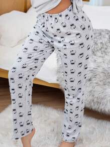 Sanrio Calça Longa Confortável e Larga com Estampa da Hello Kitty, Roupa de Estar em Casa/Calça de Pijama, Adequada para Todas as Estações, Outono