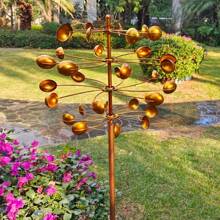 Large, Gold Outdoor Wind Spinner Outdoor Decor Metal Windmill With 360° Rotation, Kinetic Garden Spinner With Dual-Blade Design, Decorative Lawn Windmill Wind Sculpture And Spinner