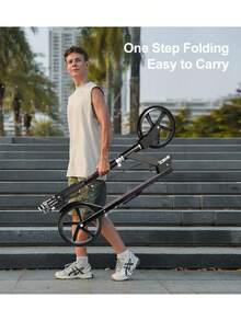 LIPETY Portable Foldable Scooter With Large Wheels - One-Touch Easy Fold, Adjustable Handlebar, 100 Kg Capacity, For A Smooth Ride, Lightweight, Anti-Shock Suspension - Outdoor Scooters For Teenagers And Adults