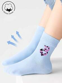 5/3/1 Pair Boys Girls Kids Socks Set - Candy Color Striped Solid With Bowknot/Heart/Graffiti Designs, Soft Breathable Cotton, Unisex Baby Toddler Teen Ankle/Mid-Calf Socks For School Sports Daily Wear, Short Socks/Crew Socks For Teenagers Students, 4-Season Black White Gray Multicolor Mix - Multicolor - View 4