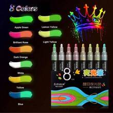 1 pieza Bolígrafo marcador de acrílico luminoso, pincel para pintura de graffiti luminoso de colores DIY y creativo. Disponible en 8 colores. Muy adecuado para pintura de tela y crear un ambiente animado en fiestas. De vuelta a la escuela
