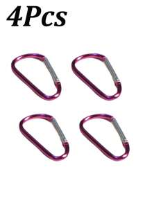 4pcs Aluminum Snap Hook Carabiner D-Ring Key Chain Clip Keychain Hiking Camp,Colorful Outdoor Keychain,D-Shaped Aluminum Carabiners, Heavy Duty Spring Hook Keychain Clips, Lightweight Mixed Colors, Ideal For Camping, Fishing, Pet Leashes, And Securing Indoor/Outdoor Gear, Camping Accessories