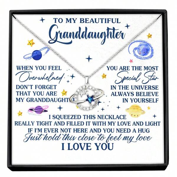 1pc To My Beautiful Granddaughter Planet Necklace, Granddaughter Necklace,Gift To Granddaughter