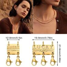 KMEOSCH 2 peças fecho de colar da sorte em camadas, fechos de colar múltiplos fechos magnéticos, separador de colar dourado e prateado para camadas de fecho de colar múltiplo para mulheres