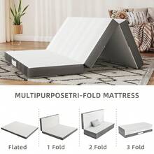 CHEVNI 4 Inch Tri Fold Mattress Twin Full Queen Hybrid Mattresses Memory Foam Mattress With Washable Cover And Non-Slip Bottom - Grey - View 2