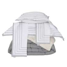 Double-Sided Sherpa Blanket With Soft Queen Bedspread 400 Thread Count + Pillowcases And Pillow Covers Soft Touch Fabric Warms