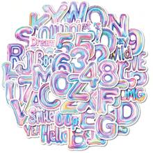 50 piezas Pegatinas con números, letras y alfabeto, pegatinas metálicas para globos, decoración de fiesta de cumpleaños, pegatinas de vinilo resistentes al agua para botellas, computadoras, portátiles, teléfonos, equipaje, cuadernos, refrigeradores, cascos